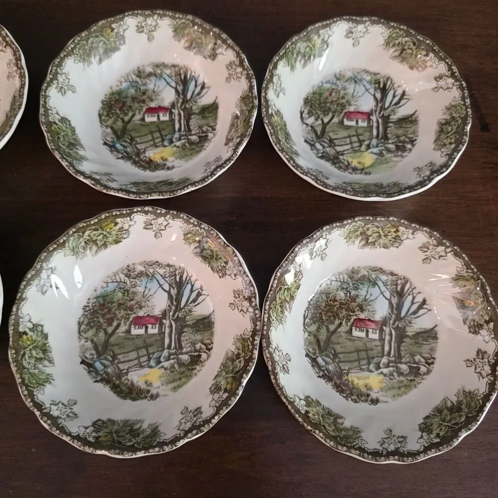 Set of 8 Johnson Bros FRIENDLY VILLAGE  Stone Wall 5